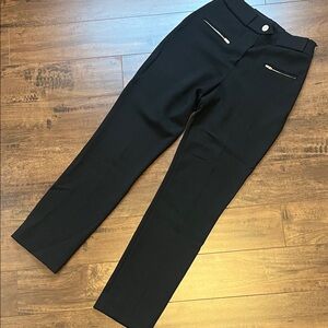 Maje Black Trousers with Silver Zipper Details
